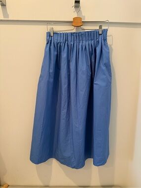 Zara Powder Blue Gathered Midi Skirt